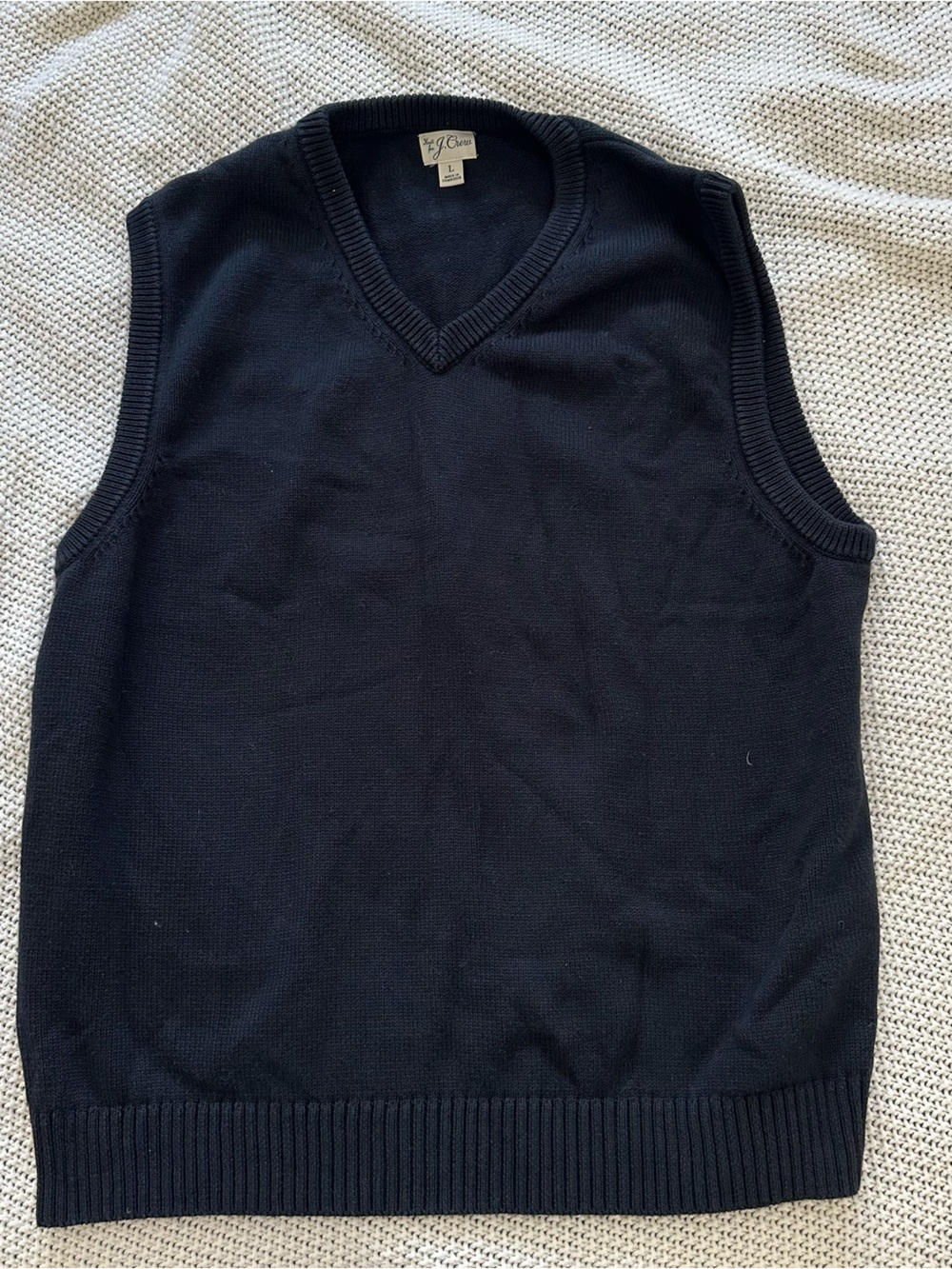 J.Crew Navy Black Knit Sweater Vest Size Large